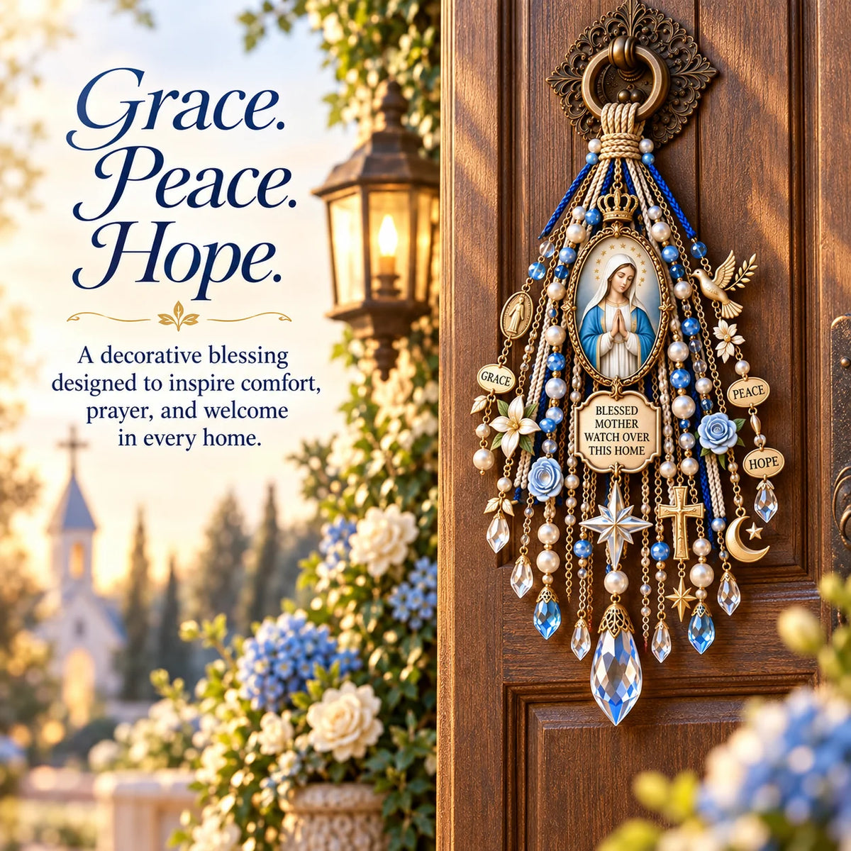 โ๏ธ๐ Christian Door Blessing โ Jesus & Virgin Mary Keepsake for Faith, Peace & Home
