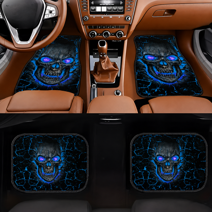 Gothic Purple Skull Car Floor Mats – 4-Piece Universal Vehicle Mat Set