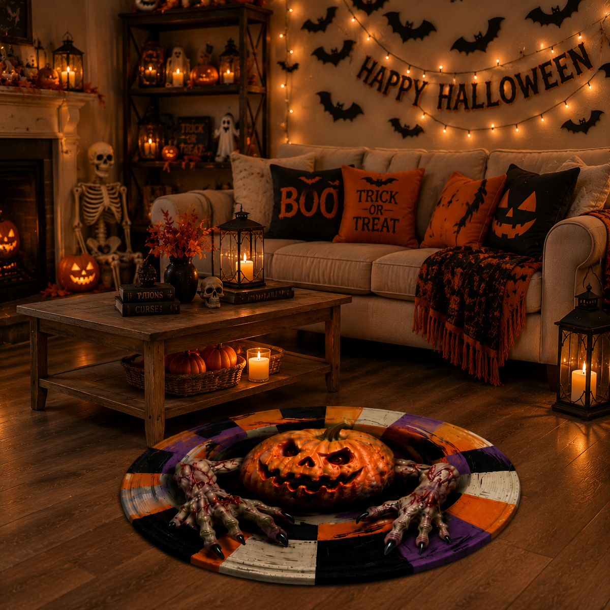 Halloween 3D Illusion Rug – Spooky Doormat for a Thrilling Home Decor Atmosphere