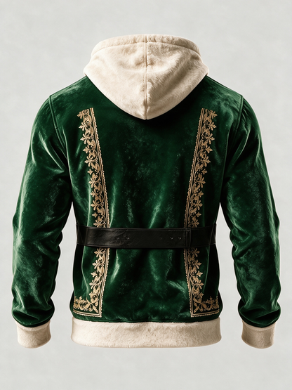 Christmas Vintage Santa Claus Suit Look Kangaroo-Pocket Hoodie Sweatshirt