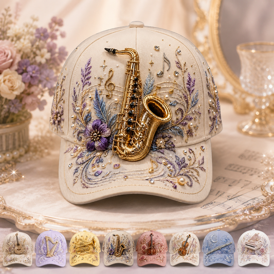 3D Music Lover Baseball Cap - Raised Piano Design Hat For Musicians, Music Teachers & Music Lovers Gift