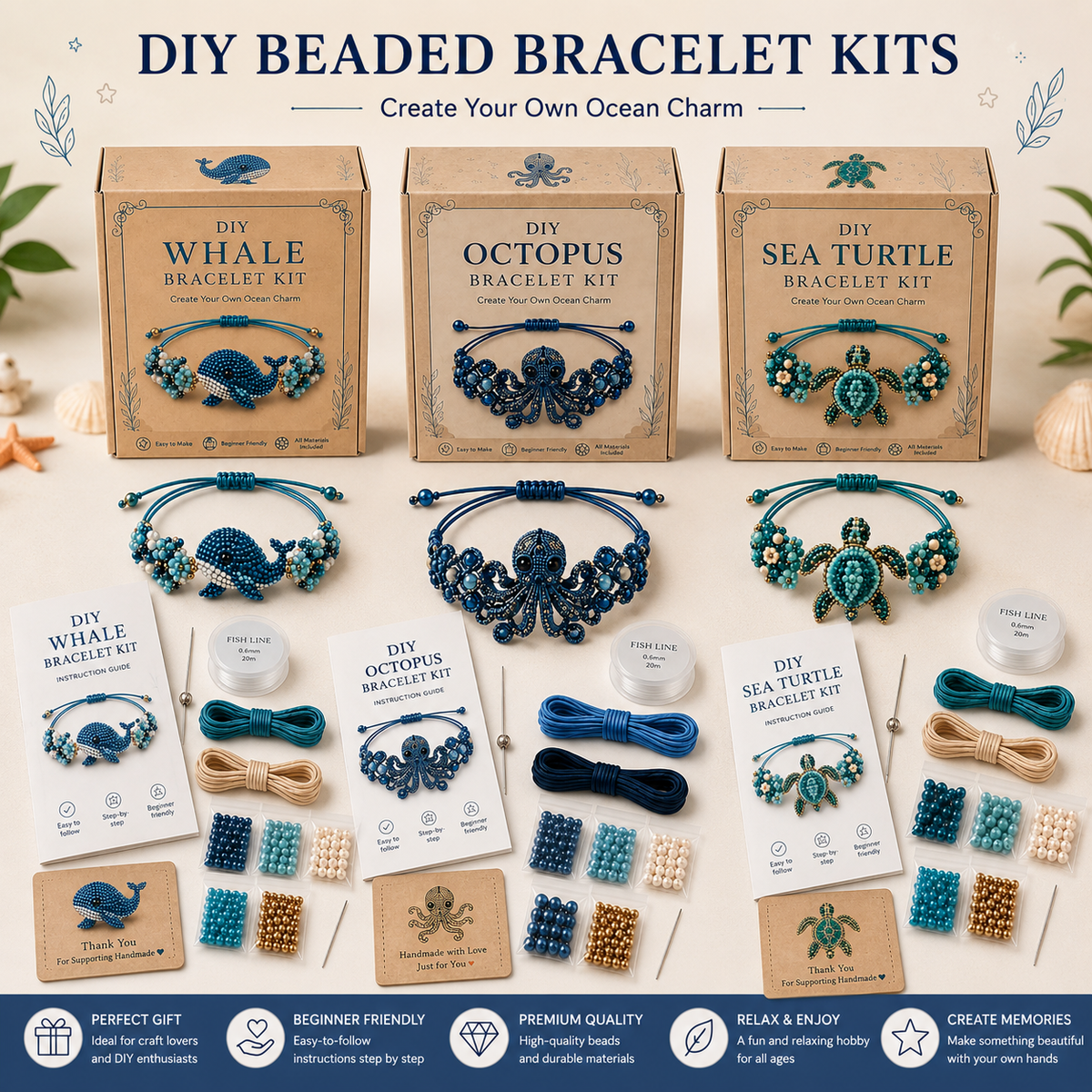 DIY Animal Beaded Bracelet Kit - Beginner-Friendly Jewelry Making Craft Set