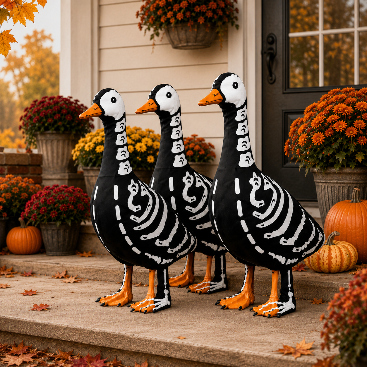 Halloween Porch Goose Outfit - Spooky Outdoor Yard Decor For Front Porch & Garden