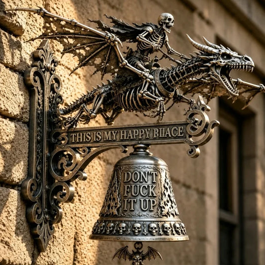 Gothic Skeleton Dragon Wall Bell - Vintage Metal Doorbell Decor For Bar, Home & Yard