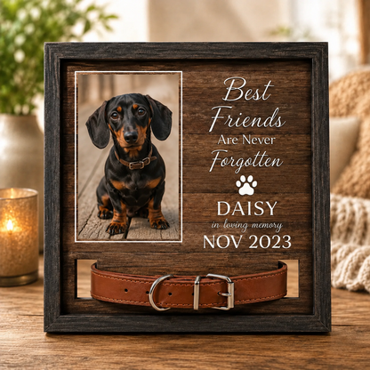 Custom Pet Memorial Collar Photo Frame – A personalized photo keepsake designed for dog and cat lovers