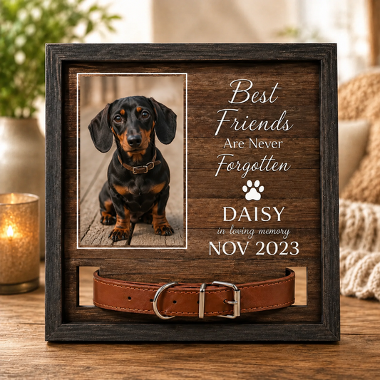 Custom Pet Memorial Collar Photo Frame – A personalized photo keepsake designed for dog and cat lovers