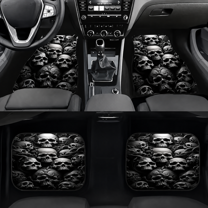 Gothic Purple Skull Car Floor Mats – 4-Piece Universal Vehicle Mat Set