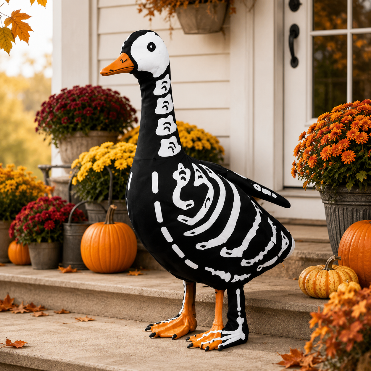 Halloween Porch Goose Outfit - Spooky Outdoor Yard Decor For Front Porch & Garden