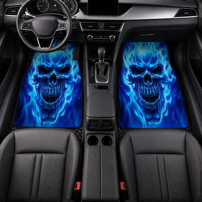 Gothic Purple Skull Car Floor Mats – 4-Piece Universal Vehicle Mat Set