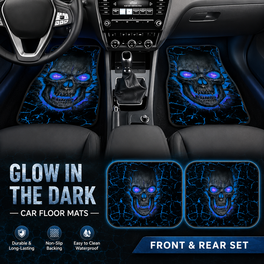 Gothic Purple Skull Car Floor Mats – 4-Piece Universal Vehicle Mat Set