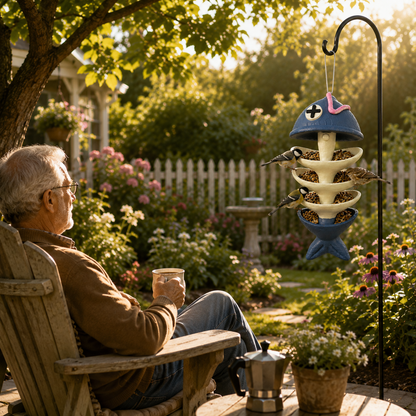 Fishbone Hanging Bird Feeder - Whimsical Outdoor Garden Decor for Bird Lovers