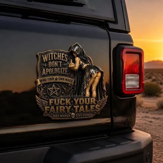 Witches Don’t Apologize Metal Car Emblem – Gothic Witch Auto Badge for Cars