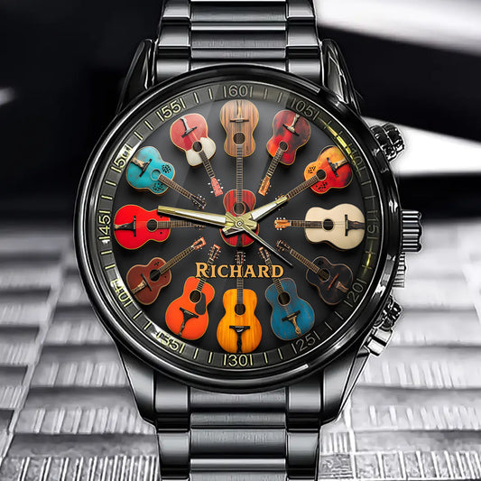 Personalized Rock & Roll Guitar Watch for Music Lovers