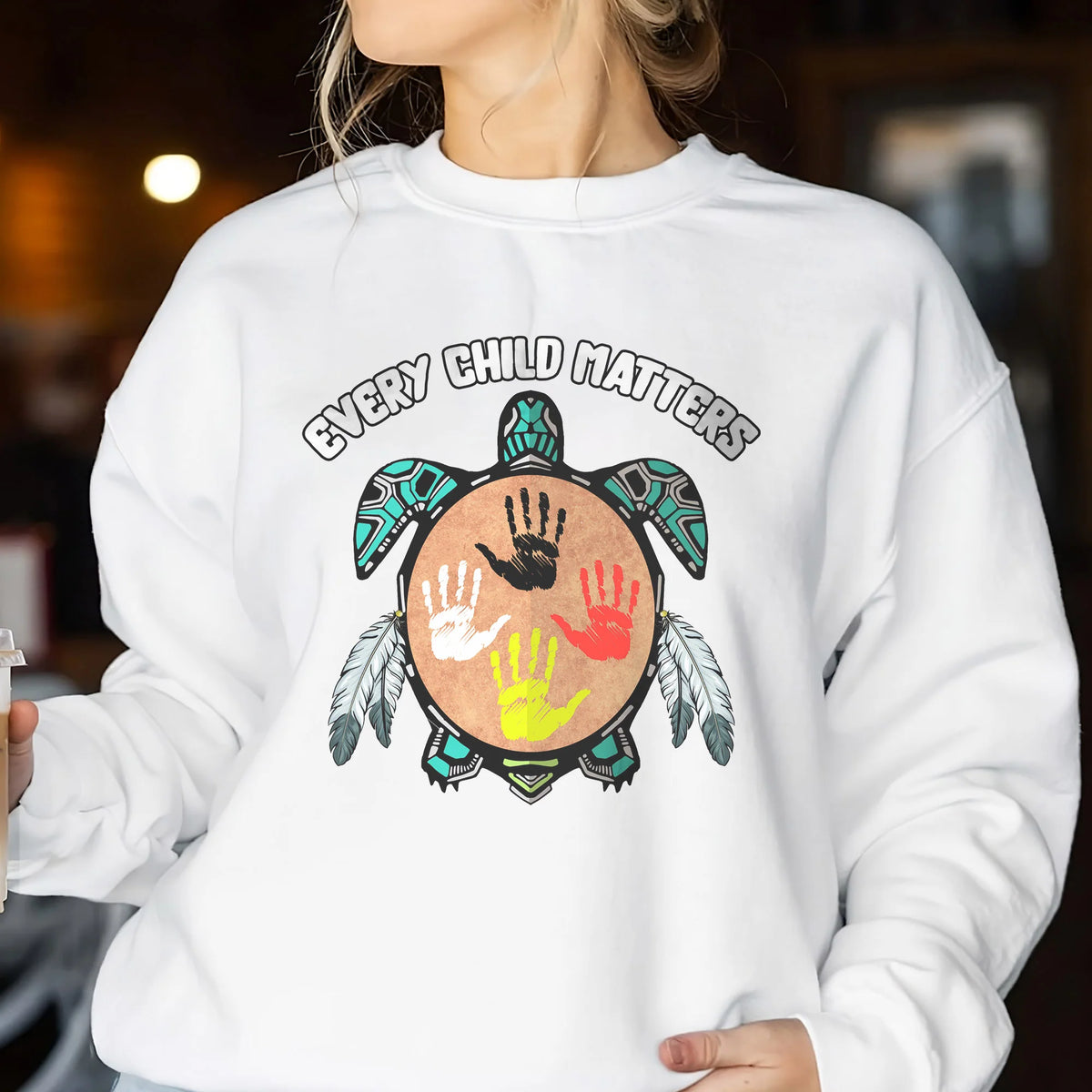 Feather Hand Color On Turtle For Orange Shirt Day Unisex T-shirt/Hoodie/Sweatshirt