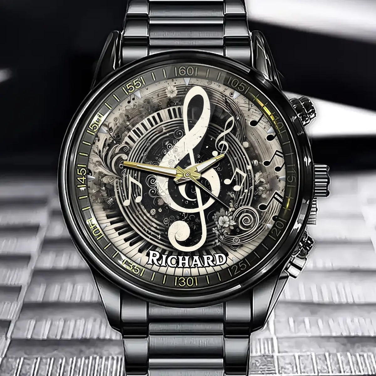 Personalized Retro Black And White Piano Watch - The Perfect Gift For Music Lovers