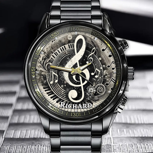 Personalized Retro Black And White Piano Watch - The Perfect Gift For Music Lovers