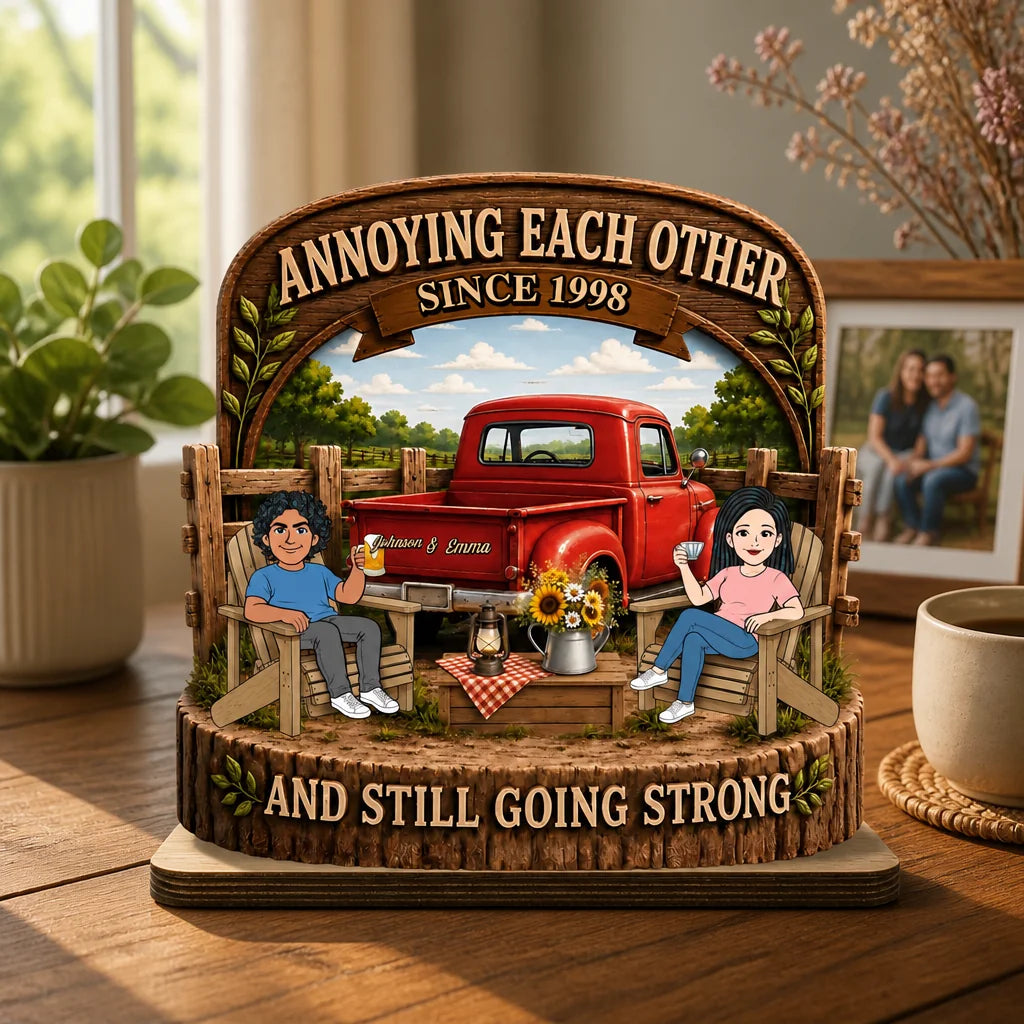 Custom Funny Anniversary Wooden Plaque - Personalized Annoying Each Other Since Gift