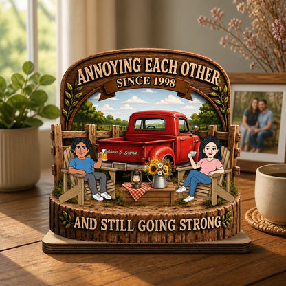 Custom Funny Anniversary Wooden Plaque - Personalized Annoying Each Other Since Gift
