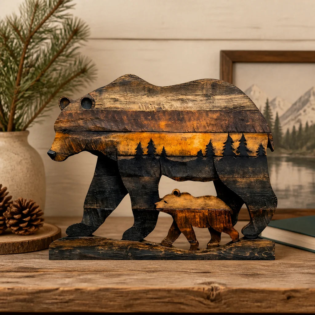 Custom Bear Family Wooden Plaque - Personalized Home Decor Gift - Together Through Every Season