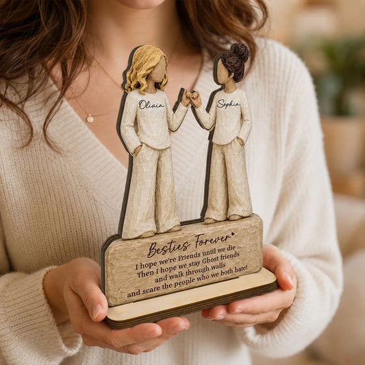 Custom Besties Wooden Plaque - Personalized Friendship Gifts For Best Friends - Together Forever