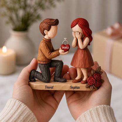 Custom Wooden Proposal Plaque - Personalized Newly Engaged Gifts For Couples - Forever Starts Today