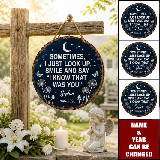Custom Memorial Garden Hanging Sign - Personalized Name And Years Sympathy Gift