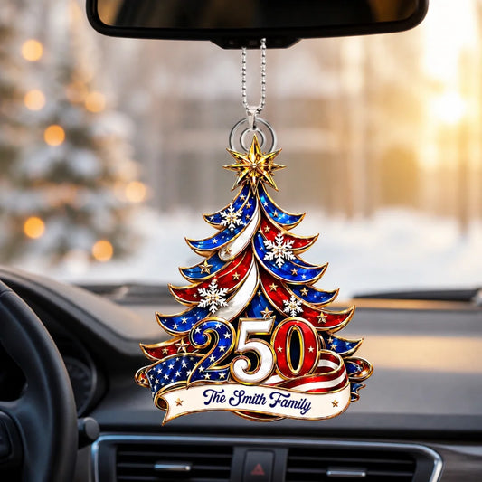 Custom Acrylic Car Ornament - Personalized America 250 Christmas Gifts For Families - Celebrate 250 Years Of Freedom