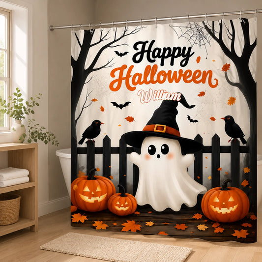 Custom Halloween Bathroom Set - Personalized Spooky Home Decor - Happy Halloween