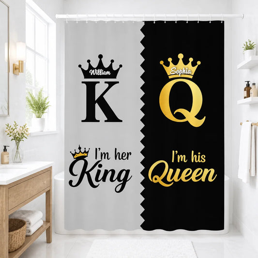 Custom King Queen Bathroom Set - Personalized Anniversary Gifts For Couples - His Queen, Her King