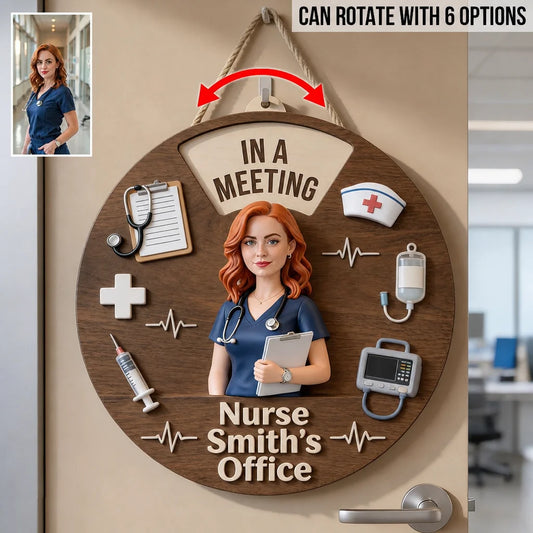 Custom Wooden Nurse Spinner Sign - Personalized Doctor Office Door Sign For Medical Office Decor