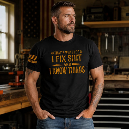 Custom Workshop T-Shirt - Personalized Father's Day Gifts For Dad & Grandpa - If It's Broken, I'll Fix It