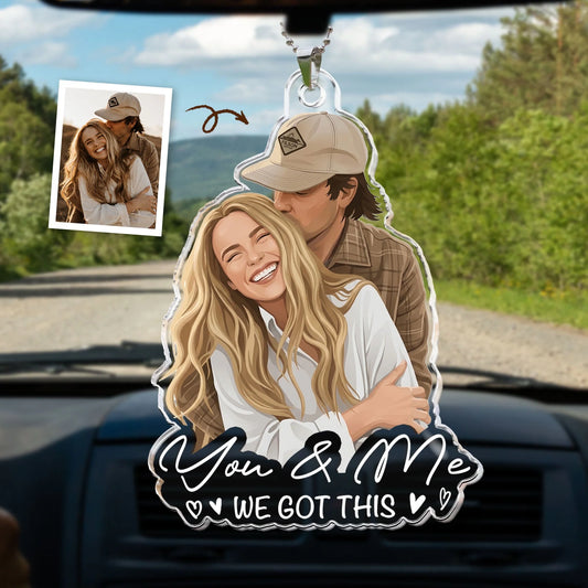 Custom Acrylic Photo Car Ornament - Personalized Anniversary Gifts For Couples, Husband & Wife - I Love You