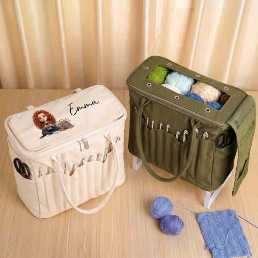 Custom Knitting Storage Bag - Personalized Photo & Name Gifts For Crafters - Made For Every Stitch
