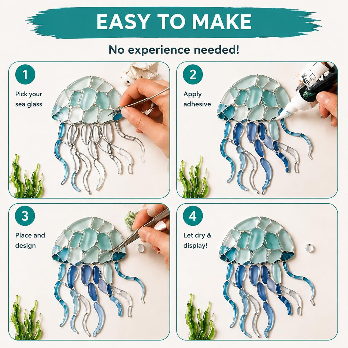 Sea Glass Mosaic Craft Kit – DIY Coastal-Style Art & Craft for Adults and Seniors