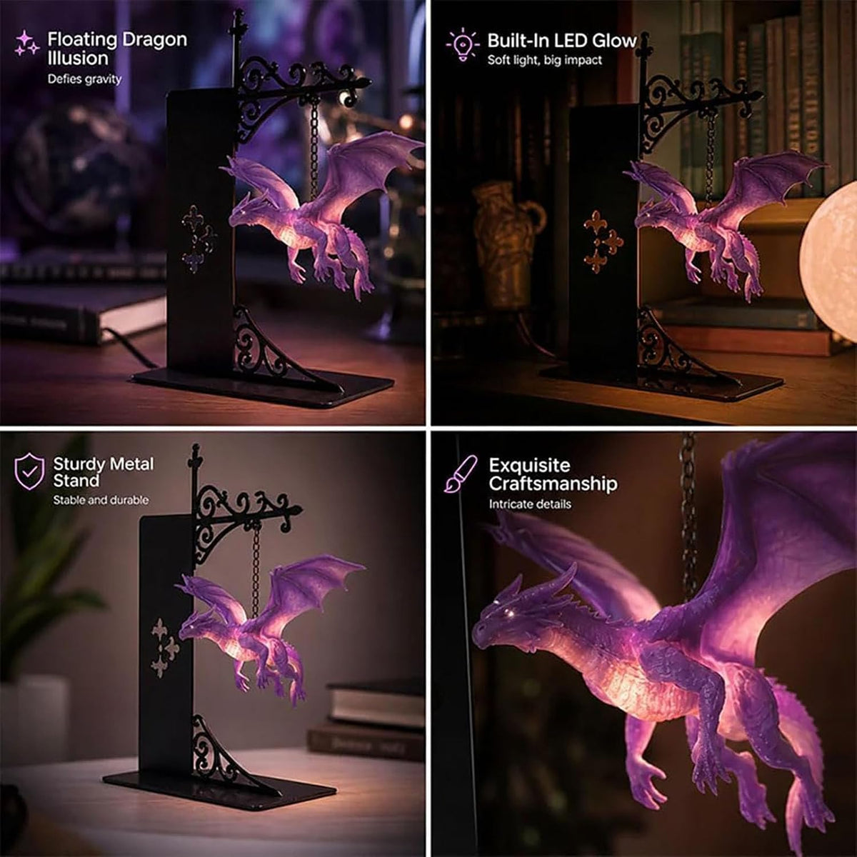 Fantasy Dragon Bookshelf Lamp - The Perfect Gift For Dragon Lovers