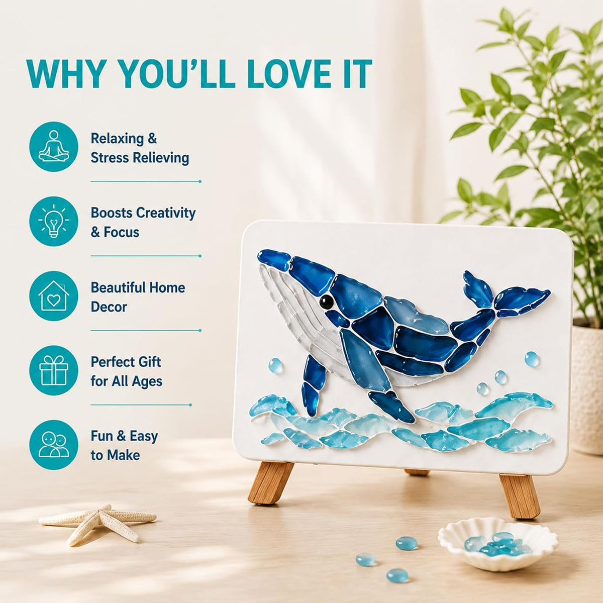 Sea Glass Mosaic Craft Kit – DIY Coastal-Style Art & Craft for Adults and Seniors