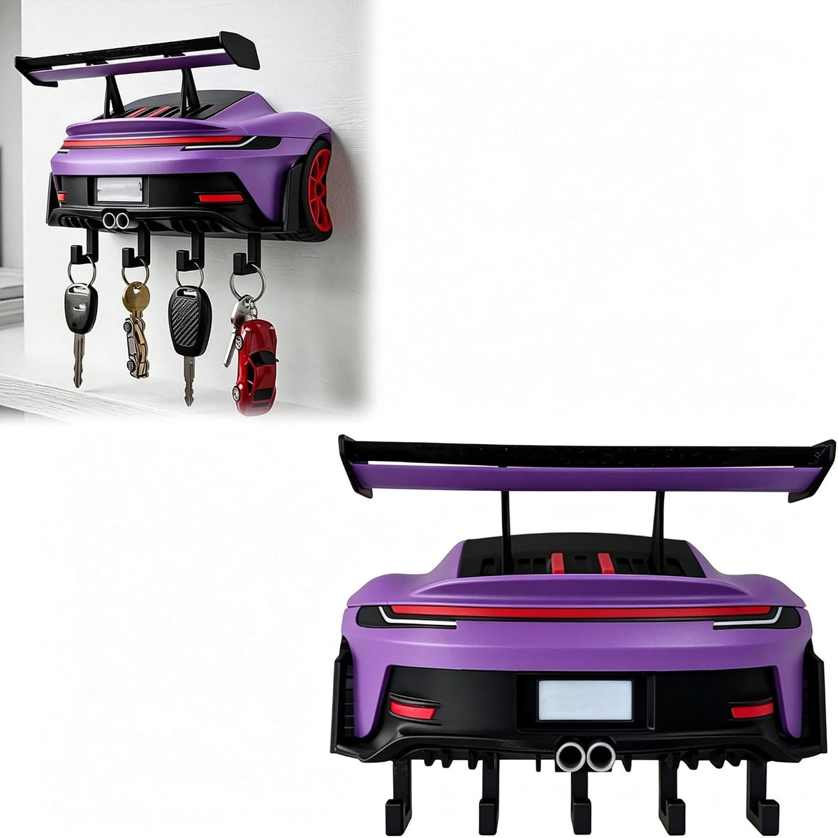 Sports Car Rear Wall Key Holder - Modern Garage Decor & Entryway Organizer For Car Lovers
