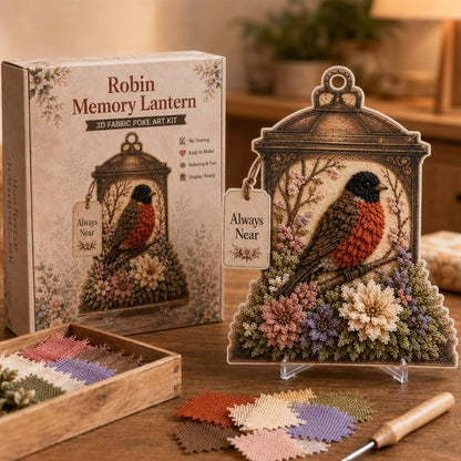 Always Near 3D Fabric Memory Lantern Kit - DIY Bird Poke Art Craft for Beginners