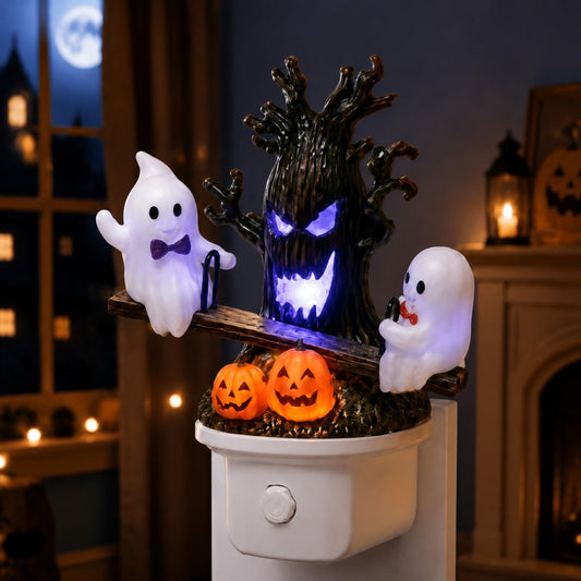 Animated Ghost Seesaw Halloween Plug-In Night Light