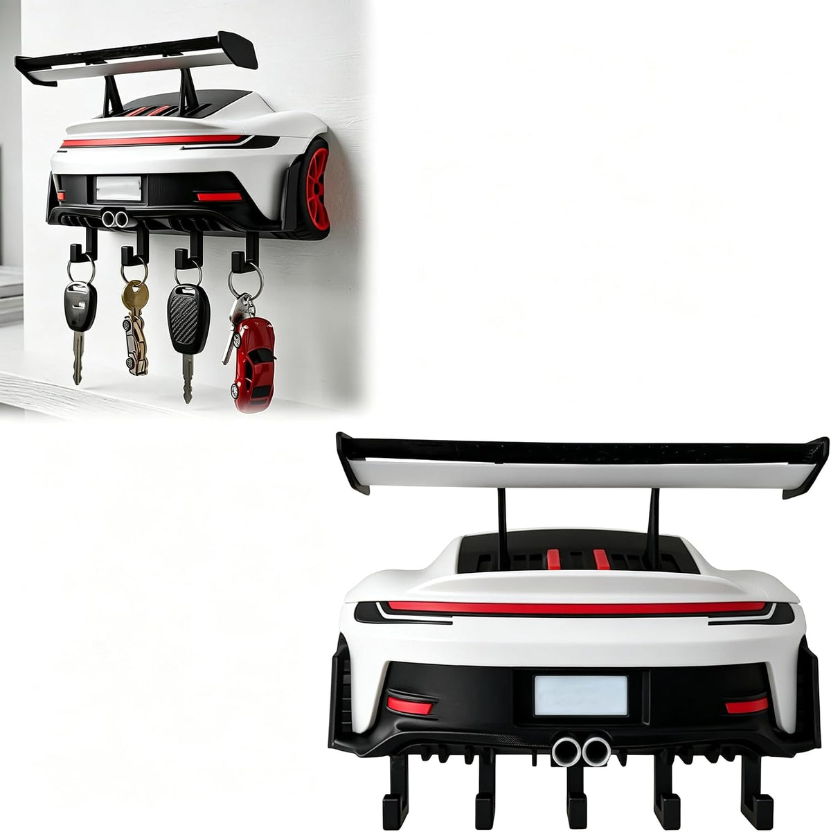 Sports Car Rear Wall Key Holder - Modern Garage Decor & Entryway Organizer For Car Lovers