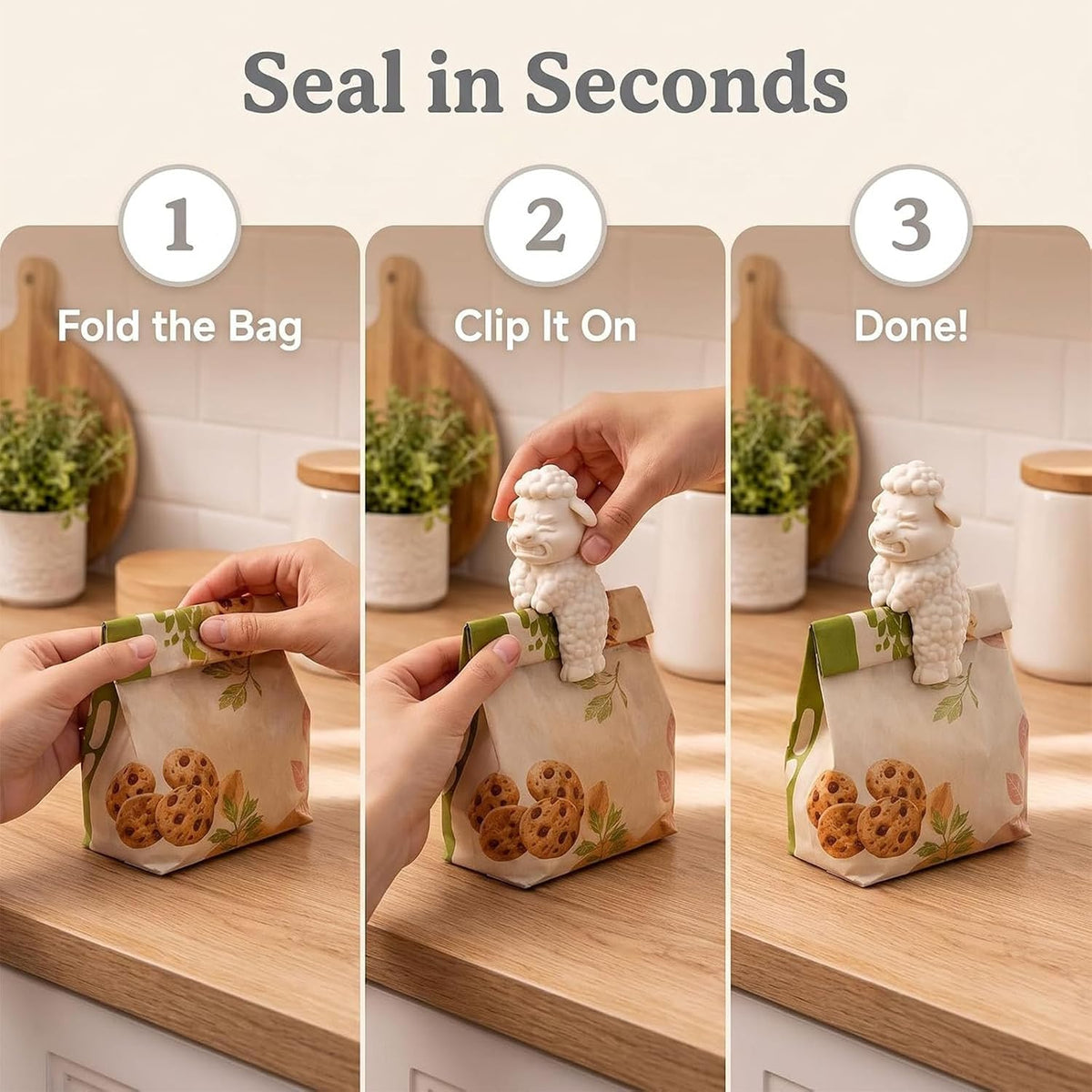 Cute Farm Animal Bag Clips - Reusable Food Sealing Clips for Snacks, Coffee & Pet Treats