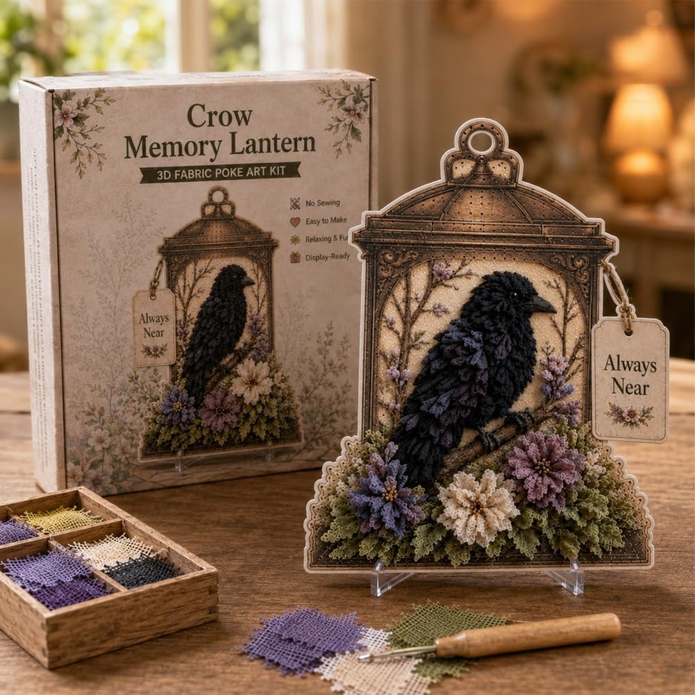 Always Near 3D Fabric Memory Lantern Kit - DIY Bird Poke Art Craft for Beginners