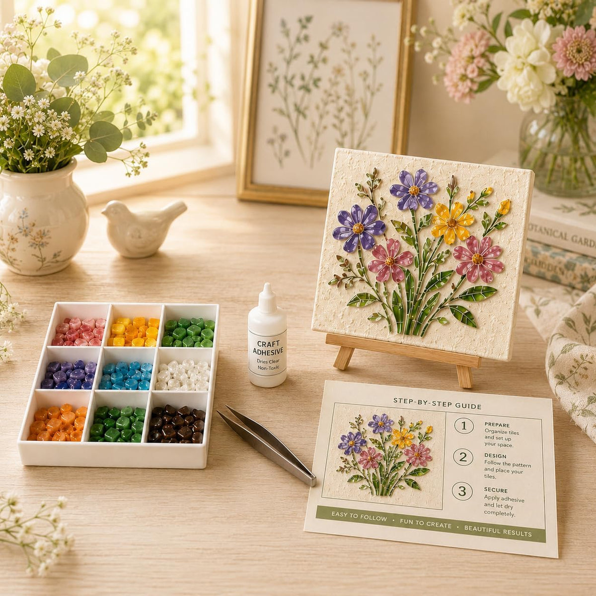 Sea Glass Mosaic Craft Kit – DIY Coastal-Style Art & Craft for Adults and Seniors