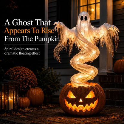 🎃 Halloween Swirling Ghost Pumpkin Light – LED Outdoor Yard Stake Decoration