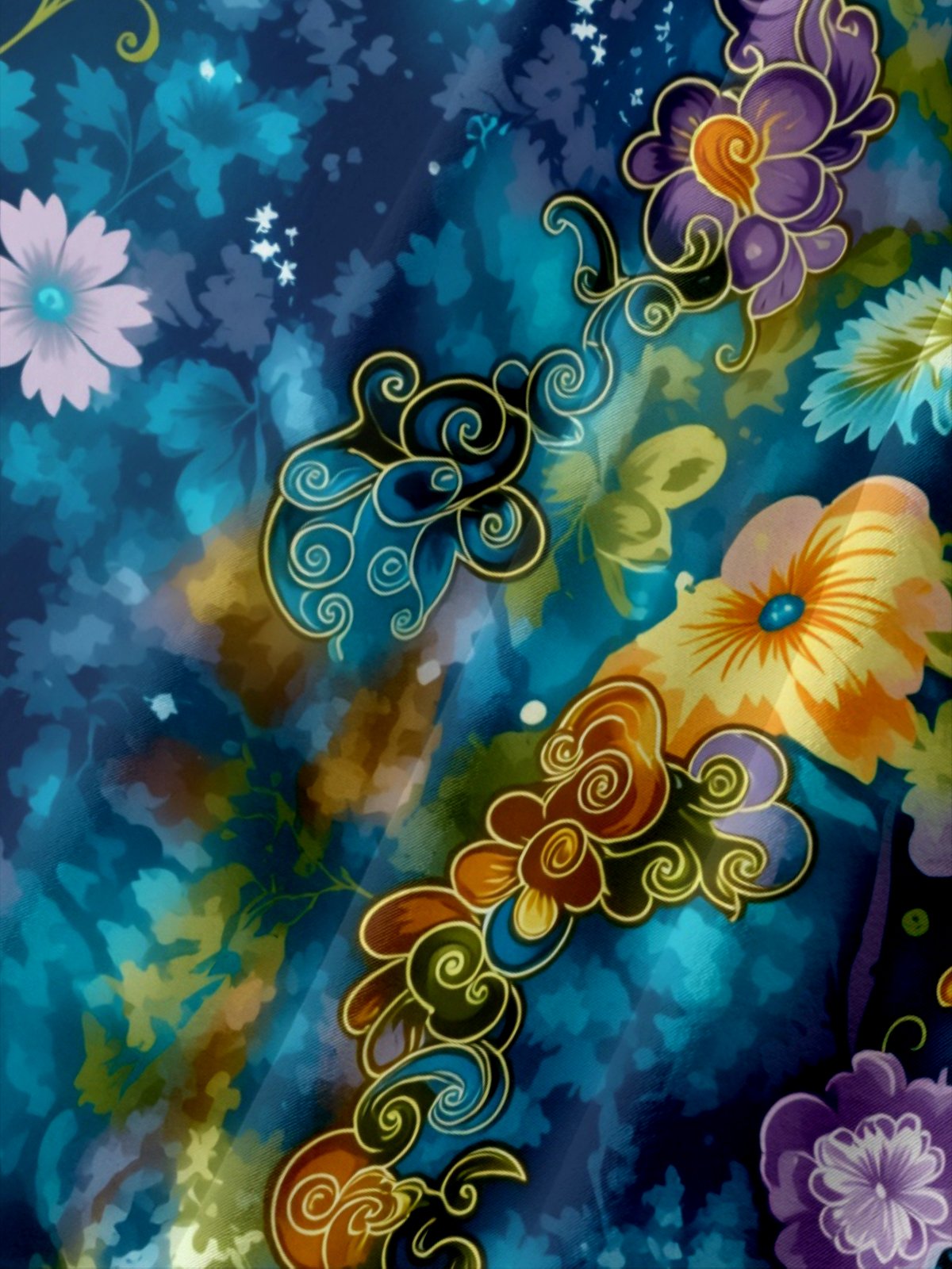 Moisture-Wicking Abstract Gradient Floral Print Chest Pocket Hawaiian Shirt