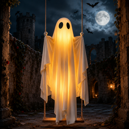 Halloween Light-Up Swinging Ghost Decoration With Remote Control