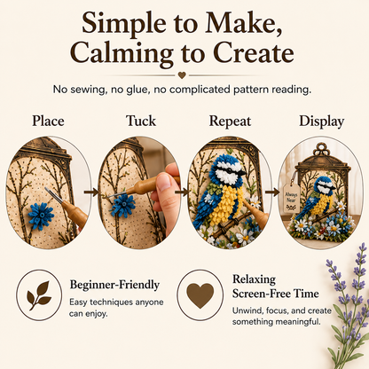 Always Near 3D Fabric Memory Lantern Kit - DIY Bird Poke Art Craft for Beginners