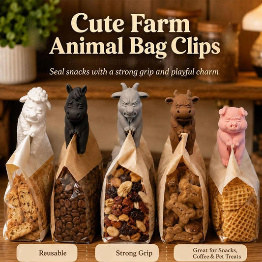 Cute Farm Animal Bag Clips - Reusable Food Sealing Clips for Snacks, Coffee & Pet Treats