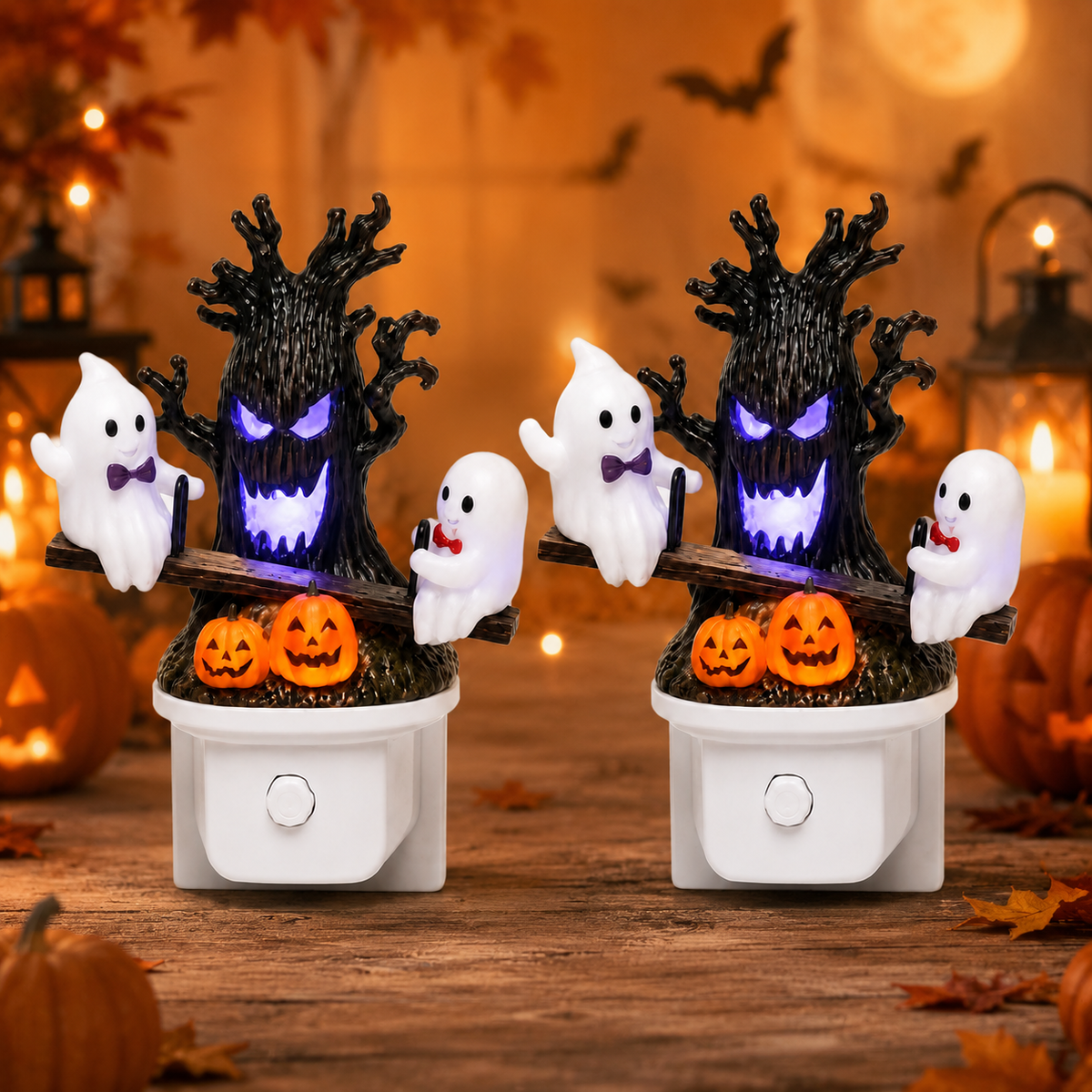 Animated Ghost Seesaw Halloween Plug-In Night Light