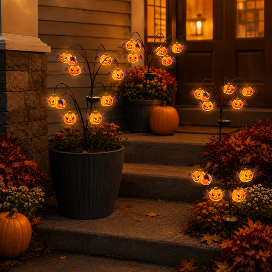 Halloween Solar-Powered Waving Pumpkin Stake Light – Solar Outdoor Garden Decorative Light